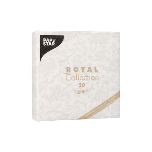 Servietten "ROYAL Collection" 1/4-Falz 25 cm x 25 cm weiss "Ornaments"
