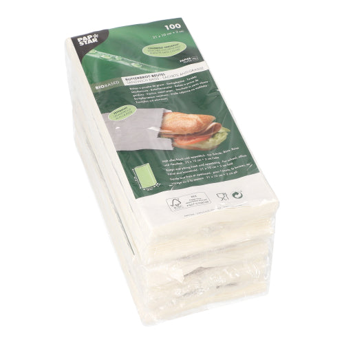 Butterbrotbeutel 21 cm x 10 cm x 3 cm weiss , fettdicht