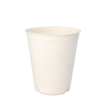 Trinkbecher Zuckerrohr "pure" 0,3 l Ø 9 cm · 10 cm weiss für Heißgetränke