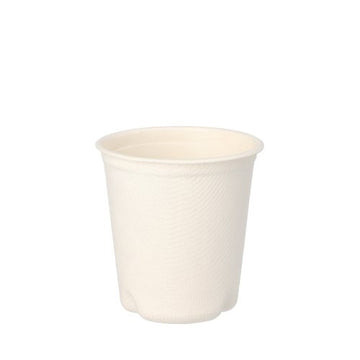 Trinkbecher Zuckerrohr "pure" 0,1 l Ø 6,3 cm · 6,5 cm weiss für Heißgetränke