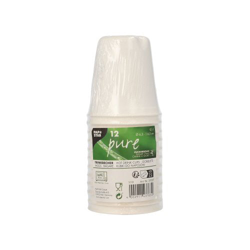 Trinkbecher Zuckerrohr "pure" 0,1 l Ø 6,3 cm · 6,5 cm weiss für Heißgetränke