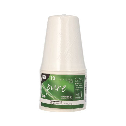 Trinkbecher Zuckerrohr "pure" 0,3 l Ø 9 cm · 10 cm weiss für Heißgetränke