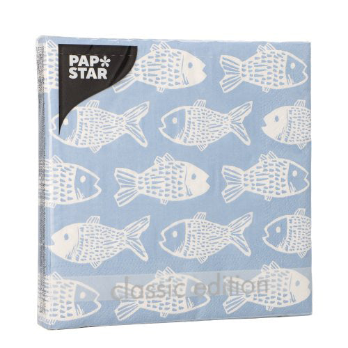 Servietten, 3-lagig 1/4-Falz 33 cm x 33 cm "Fish"