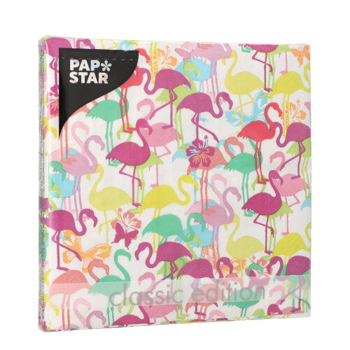 Servietten, 3-lagig 1/4-Falz 33 cm x 33 cm "Flamingoparty"