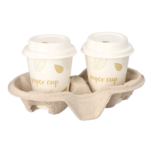 Tragetabletts, Pappe "To Go" 4,6 cm x 22,3 cm x 11,6 cm natur für 2 Becher