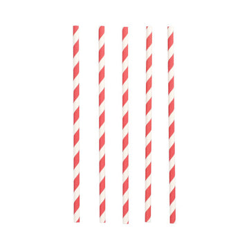 Trinkhalme Papier Ø 6 mm · 20 cm rot/weiss "Stripes"
