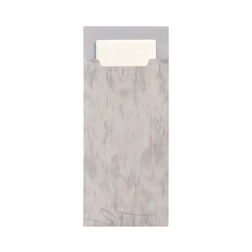 Bestecktaschen 20 cm x 8,5 cm grau inkl. weißer Serviette