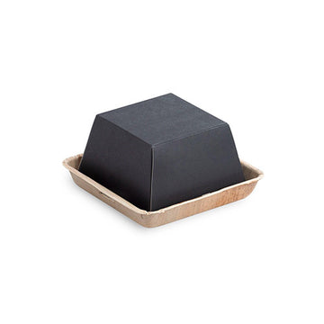 Burgerboxen Palmblatt eckig 8 cm x 14 cm x 14 cm , klein mit separatem Deckel