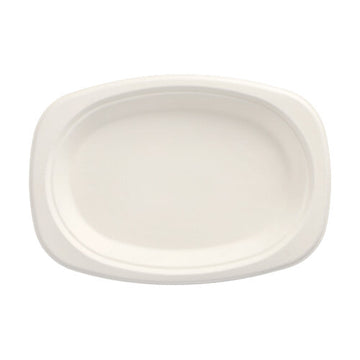 Teller, Zuckerrohr "pure" oval 23 cm x 16 cm x 2 cm weiss