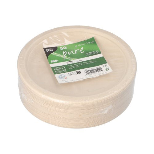 Teller, Zuckerrohr "pure" ungeteilt Ø 18 cm · 2 cm natur