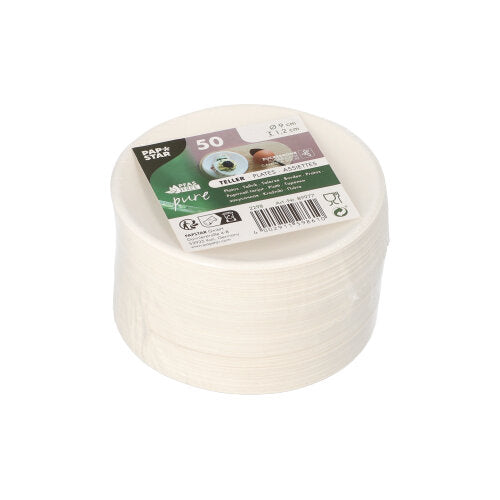 Teller Zuckerrohr "pure" rund Ø 9 cm · 1,3 cm weiss "Cella"