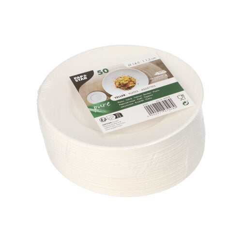 Teller Zuckerrohr "pure" rund Ø 14,5 cm · 1,2 cm weiss "Cella"