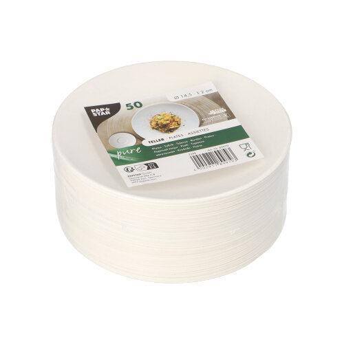 Teller Zuckerrohr "pure" rund Ø 14,5 cm · 2 cm weiss "Cella"