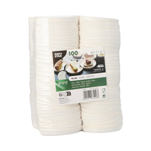 Teller Zuckerrohr "pure" Halbmond Ø 9 cm · 1 cm weiss "Cella"