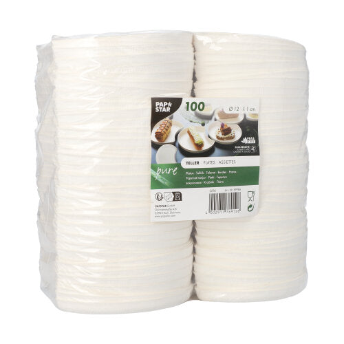 Teller Zuckerrohr "pure" Halbmond Ø 12 cm · 1 cm weiss "Cella"