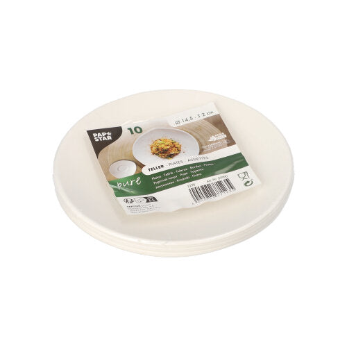 Teller Zuckerrohr "pure" rund Ø 14,5 cm · 2 cm weiss "Cella"