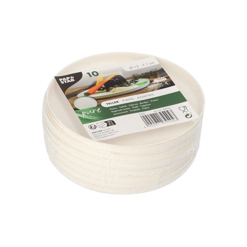 Teller Zuckerrohr "pure" rund Ø 12 cm · 1 cm weiss "Cella"