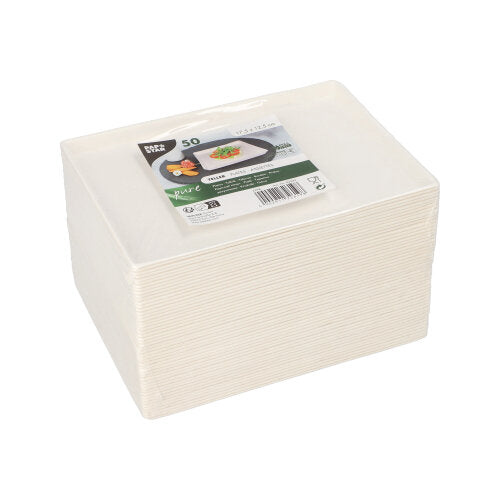 Teller Zuckerrohr "pure" eckig 17,5 cm x 12,5 cm x 1 cm weiss "Cella"