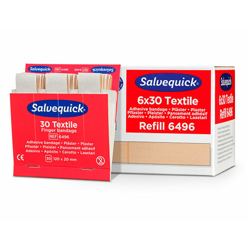 Set "Cederroth" Salvequick Textil Pflaster (30 Stück) braun "Finger Bandage" , Refill