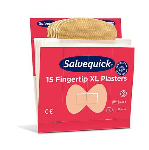 Set "Cederroth" Salvequick Textil Pflaster (15 Stück) 87 mm x 56 mm braun "Fingertip XL"