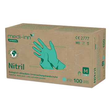 "Medi-Inn GREEN" Handschuhe, Nitril puderfrei grün Größe M, biologisch abbaubar