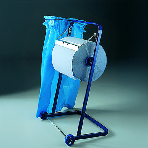 Bodenständer für Putzrollen 89,5 cm x 38 cm x 75 cm blau mit Abfallsackhalterung