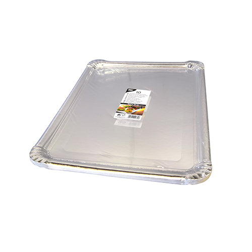 Servierplatten, Pappe, PET-beschichtet eckig 34 cm x 45,5 cm silber