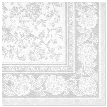 Servietten "ROYAL Collection" 1/4-Falz 40 cm x 40 cm weiss "Ornaments"