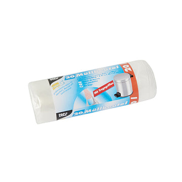 Müllbeutel mit Tragegriffen, HDPE 20 l 48 cm x 47 cm transparent