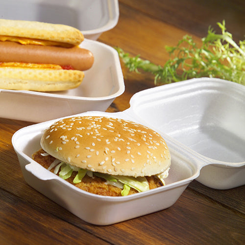 Hamburger-Boxen mit Klappdeckel, XPS 7,5 cm x 12 cm x 12 cm weiss