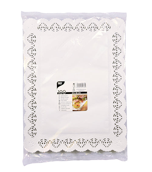 Spitzenpapiere eckig 34 cm x 26 cm weiss