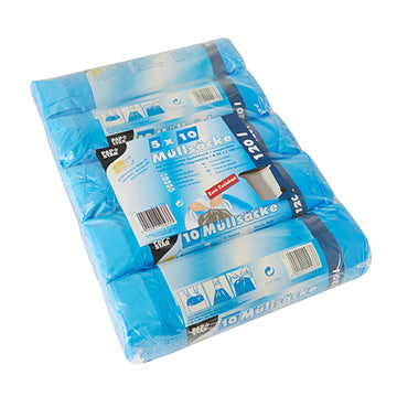 Müllsäcke mit Zugband, HDPE 120 l 100 cm x 70 cm blau