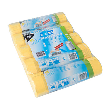 Müllsäcke mit Zugband, HDPE 60 l 71 cm x 64 cm gelb