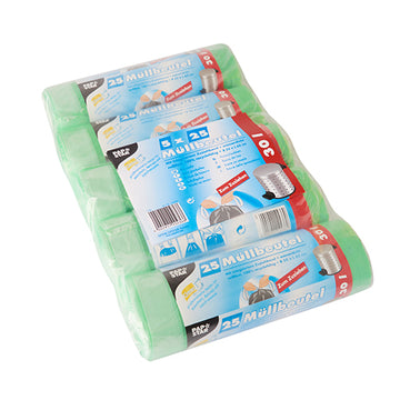 Müllbeutel mit Zugband, HDPE 30 l 62 cm x 55 cm grün