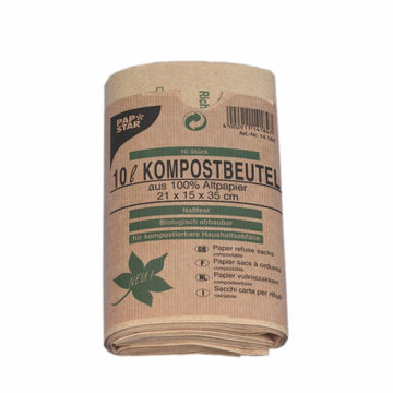 Abfallbeutel Kraftpapier 10 l 35 cm x 21 cm x 15 cm braun