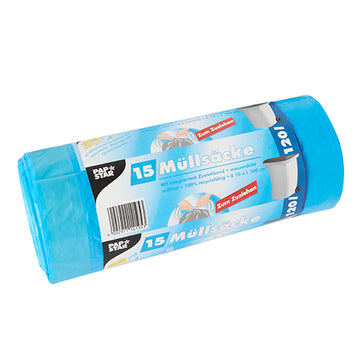 Müllsäcke mit Zugband, LDPE 120 l 100 cm x 70 cm blau