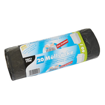Müllsäcke mit Zugband, LDPE 60 l 75 cm x 65 cm grau