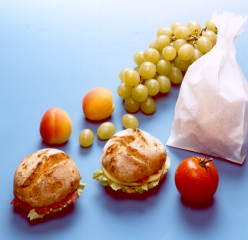 Butterbrotbeutel 21 cm x 10 cm x 3 cm weiss , fettdicht