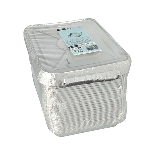 Menüschalen + Deckel, Alu ungeteilt 0,93 l 3 cm x 17,7 cm x 22,5 cm