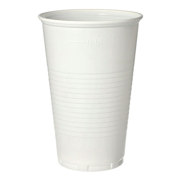 Trinkbecher, PP 0,5 l Ø 9,5 cm · 13,7 cm weiss mit Schaumrand