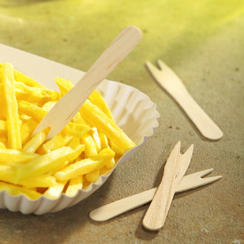 Pommes-Frites-Gabeln, Holz "pure" 8,5 cm