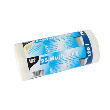 Müllsäcke, HDPE 120 l 110 cm x 70 cm transparent