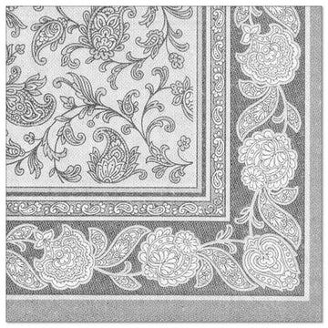 Servietten "ROYAL Collection" 1/4-Falz 40 cm x 40 cm grau "Ornaments"