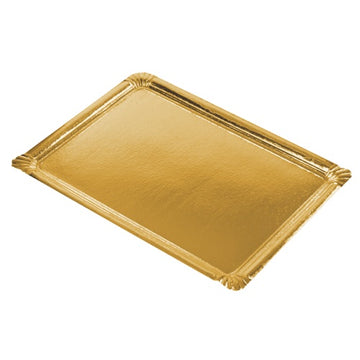 Servierplatten, Pappe, PET-beschichtet eckig 34 cm x 45,5 cm gold