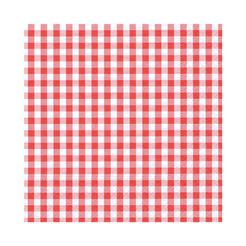 Servietten, 3-lagig 1/4-Falz 25 cm x 25 cm rot "Vichy Karo"