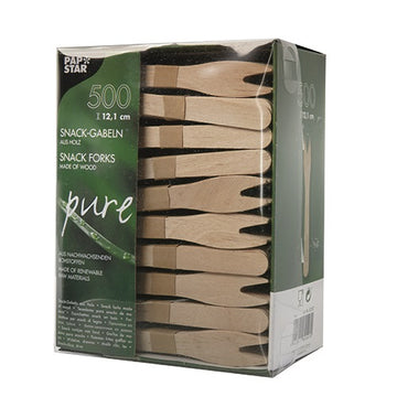 Snack-Gabeln, Holz "pure" 12,1 cm