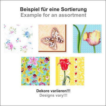 Servietten, 3-lagig 1/4-Falz 33 cm x 33 cm sortiert