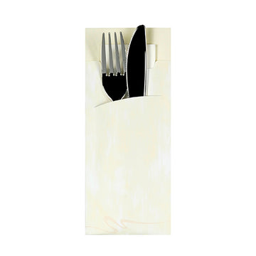 Bestecktaschen 20 cm x 8,5 cm creme inkl. weißer Serviette