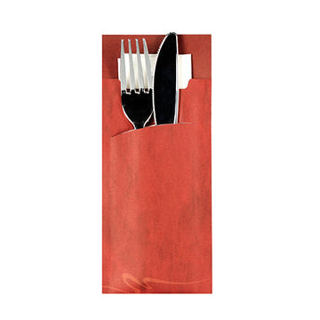 Bestecktaschen 20 cm x 8,5 cm bordeaux inkl. weißer Serviette