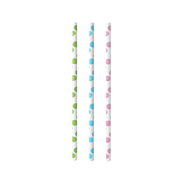 Trinkhalme, Papier Ø 6 mm · 20 cm farbig sortiert "Dots"